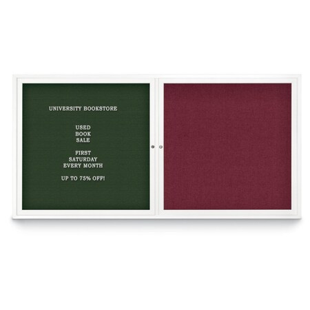 United Visual Products Corkboard, Single Door, Radius Frame, 18x24", Gold/Keylime UV7000-GOLD-KEYLIME